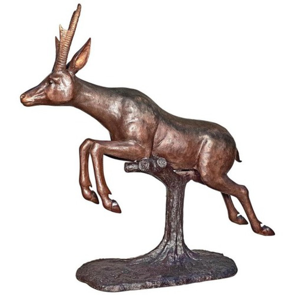 Leaping Pronghorn Antelope Bronze Sculpture